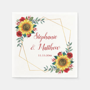 Sonnenblume Rote Blume Geometrische Hochzeit Serviette