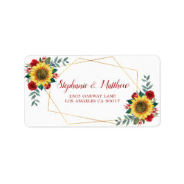 Sonnenblume Rote Rose Geometric Gold-Adresse Adressaufkleber