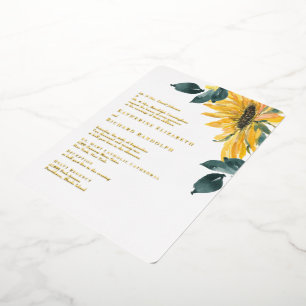 Sonnenblume Rounded Wedding Gold Folieneinladung