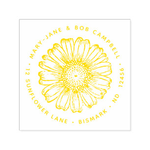 Sonnenblume-Rücksendeadresse-Blumen-mit Permastempel