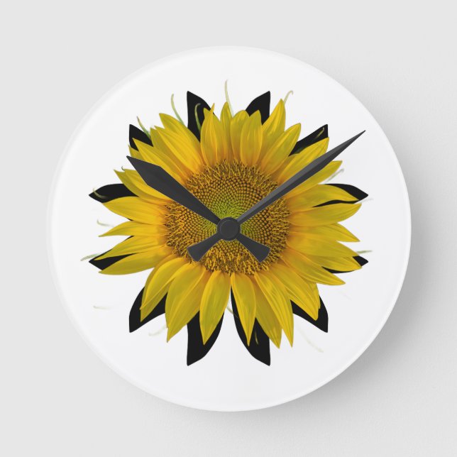 Sonnenblume Runde Wanduhr (Vorderseite)