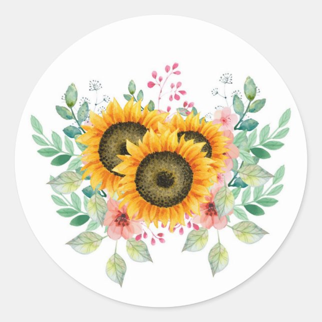 Sonnenblume Runder Aufkleber (Vorderseite)