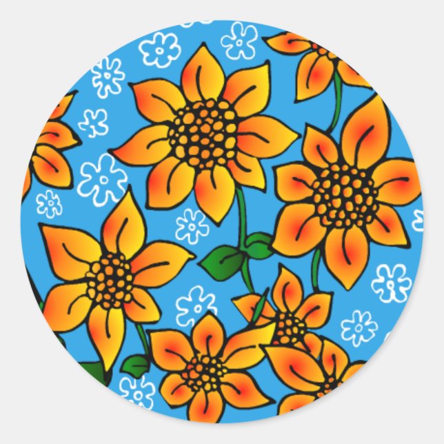Sonnenblume Runder Aufkleber (Vorderseite)