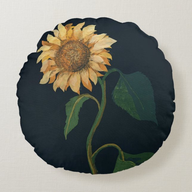 Sonnenblume Rundes Kissen (Vorderseite)