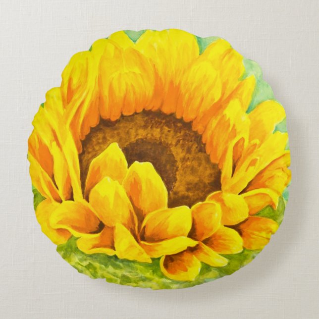 Sonnenblume Rundes Kissen (Vorderseite)