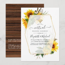Sonnenblume Rustic Geometric Online Virtual Weddin Einladung
