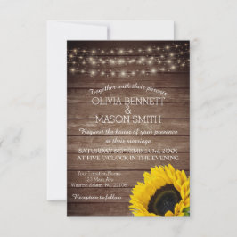 Sonnenblume Rustic Mason Jar beleuchtet Hochzeitse Einladung