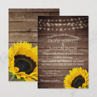 Sonnenblume Rustic Mason Jar beleuchtet Hochzeitse Einladung