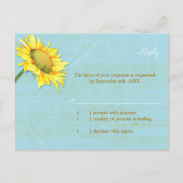 Sonnenblume Rustic Pale Blue Wedding RSVP Card Einladungspostkarte