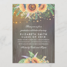 Sonnenblume Rustic String Lights Graduation Party Einladung