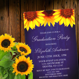 Sonnenblume Rustic Wood Graduation Party Acryleinladungen