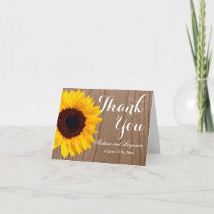 Sonnenblume Rustic Wood Wedding Danke Karte