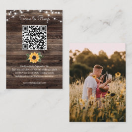 Sonnenblume Rustic Wood Wedding QR Code UAWG Begleitkarte