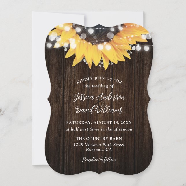 Sonnenblume Rustikale Brauerei Hochzeit Einladung (Vorderseite)