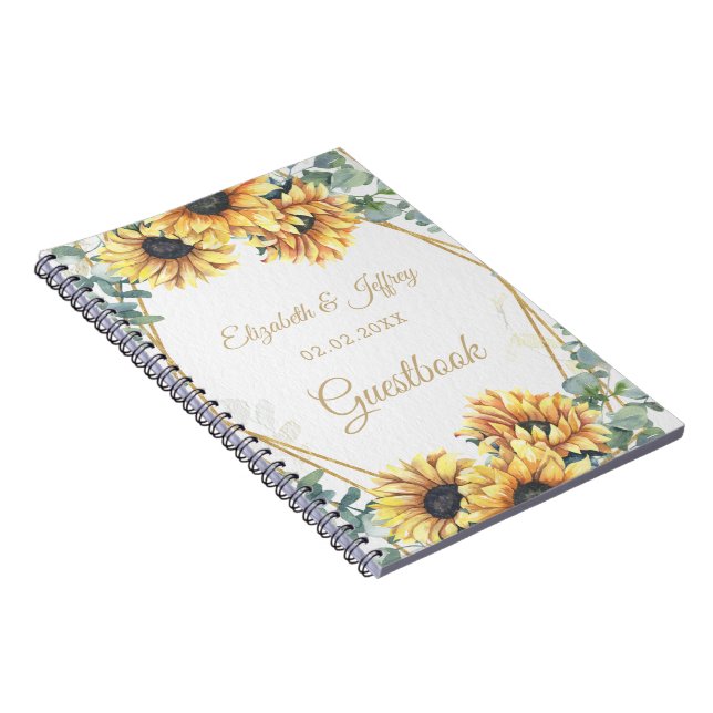 Sonnenblume Rustikale Elegante Geometrische Hochze Notizblock (Rechte Seite)