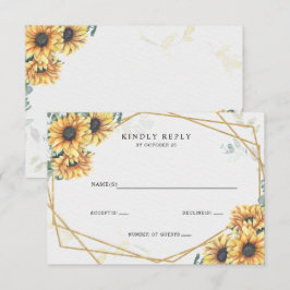 Sonnenblume Rustikale Elegante Geometrische Hochze RSVP Karte
