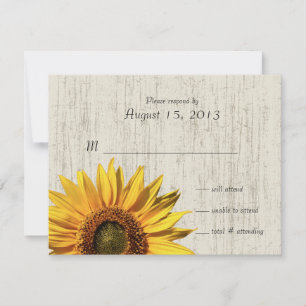 Sonnenblume Rustikale Hochzeit/ Reaktion RSVP Karte