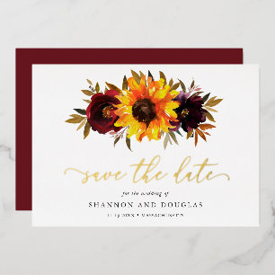 Sonnenblume Rustikale Hochzeit Save the Date Folieneinladung