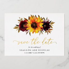 Sonnenblume Rustikale Hochzeit Save the Date Folieneinladung