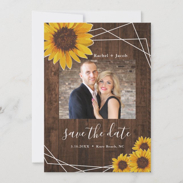 Sonnenblume Rustikale Hochzeit Speichern Sie das D Save The Date (Vorderseite)