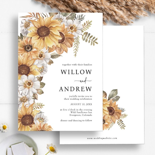 Sonnenblume Rustikale Hochzeitseinladungen Einladung (Sunflower Rustic Fall Floral Wedding Invitations by Painted Paperie
)