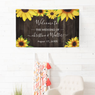 Sonnenblume Rustikale Holzofenlampe Hochzeitsfeier Banner