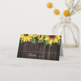 Sonnenblume Rustikale Holzsaitenlicht Hochzeit Platzkarte