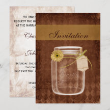 Sonnenblume rustikale Mason Glas Hochzeit lädt ein