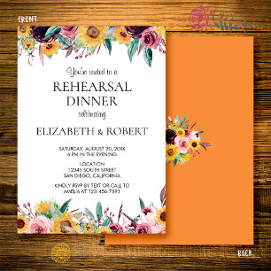 Sonnenblume Rustikale Verbrannte Orange Hochzeitsp Einladung