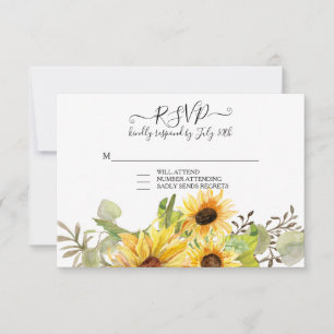 Sonnenblume Rustikale Wasserfarbenkreuzblume UAWG RSVP Karte