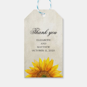 Sonnenblume. Rustikaler Dank. Hochzeitsgeschenk Geschenkanhänger