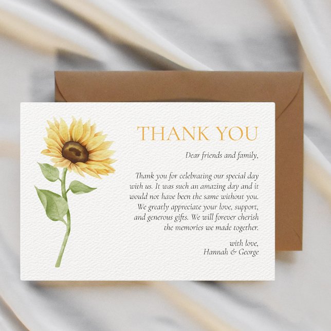 Sonnenblume Rustikales Barnsommer Hochzeit Dankeskarte (sunflower thank you card wedding)
