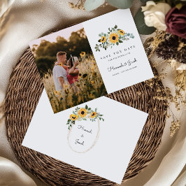 Sonnenblume Rustikales Eukalyptus-Foto Save The Date