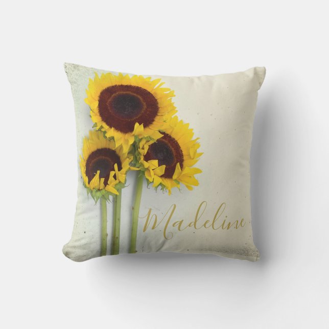 Sonnenblume Rustikales Gold Moderne Gelb Kissen (Vorderseite)