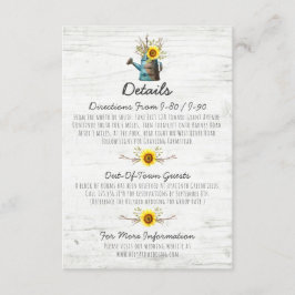 Sonnenblume Rustikales Holz - Hochzeitsszenario / Begleitkarte