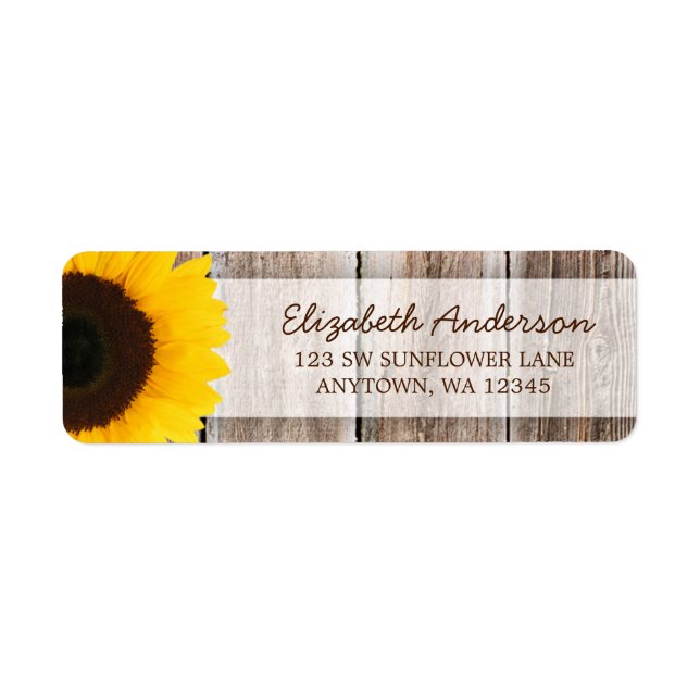 Sonnenblume Rustikales Stallholz-Adressetikett (Vorne)