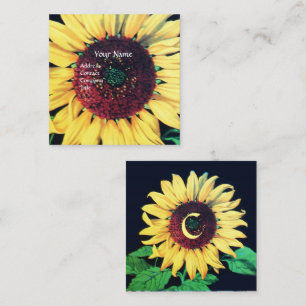 SONNENBLUME RUSTISCHES BLUMENMONOGRAMM QUADRATISCHE VISITENKARTE