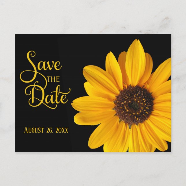 Sonnenblume, Save the Date Ankündigungspostkarte (Vorderseite)