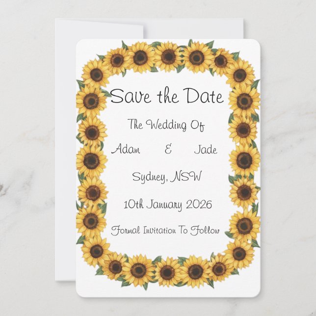 Sonnenblume Save the Date Einladung (Vorderseite)