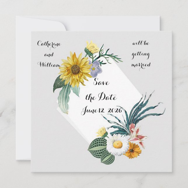 Sonnenblume Save the Date Hochzeitsankündigung (Vorderseite)