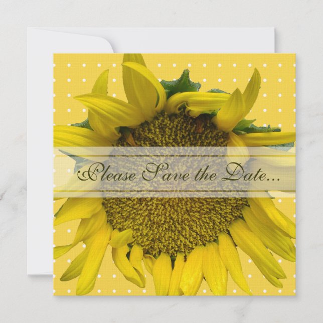 Sonnenblume Save the Date mit Punkten (Vorderseite)