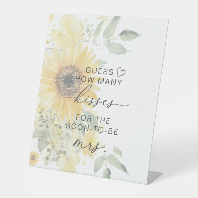 Sonnenblume schätzen, wie viele Kisses Brautparty  Sockelschild (Vorderseite)