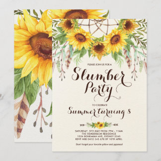 Sonnenblume-Schlummer-Party Boho Einladung