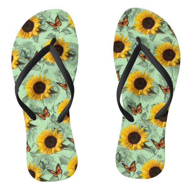 Sonnenblume Schmetterling Flip Flops (Fußbett)