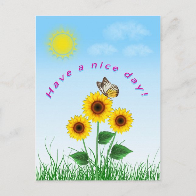 Sonnenblume Schmetterling haben einen schönen Tag  Postkarte (Vorderseite)