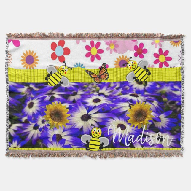 Sonnenblume Schmetterling Keule Blanket Decke (Vorderseite)
