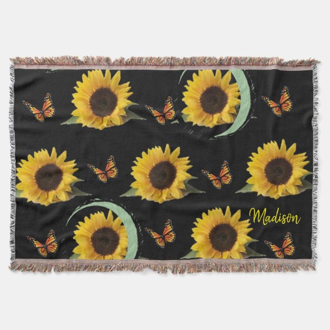 Sonnenblume Schmetterling Keule Blanket Decke (Vorderseite)