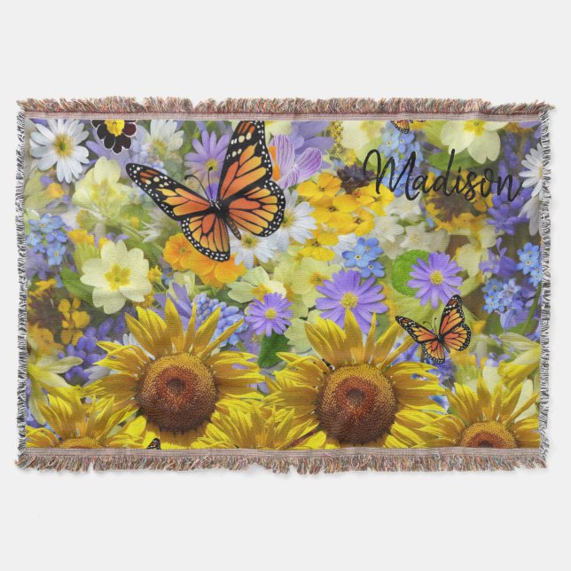Sonnenblume Schmetterling Keule Blanket Decke (Vorderseite)