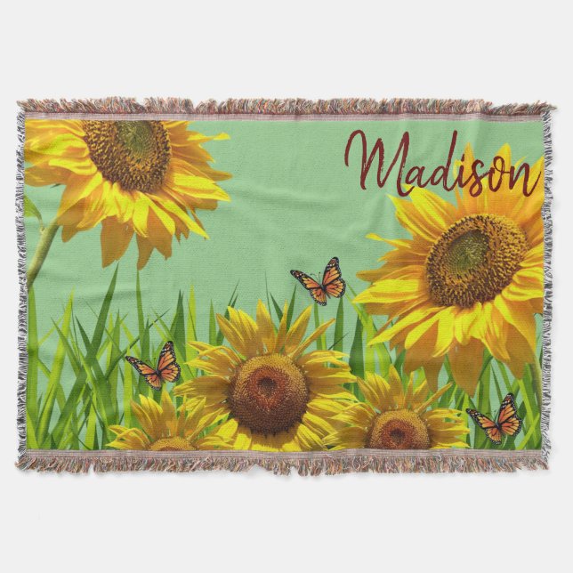 Sonnenblume Schmetterling Keule Blanket Decke (Vorderseite)