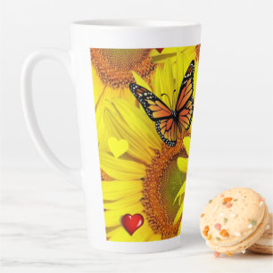 Sonnenblume Schmetterling Lady Bug Latte Tasse